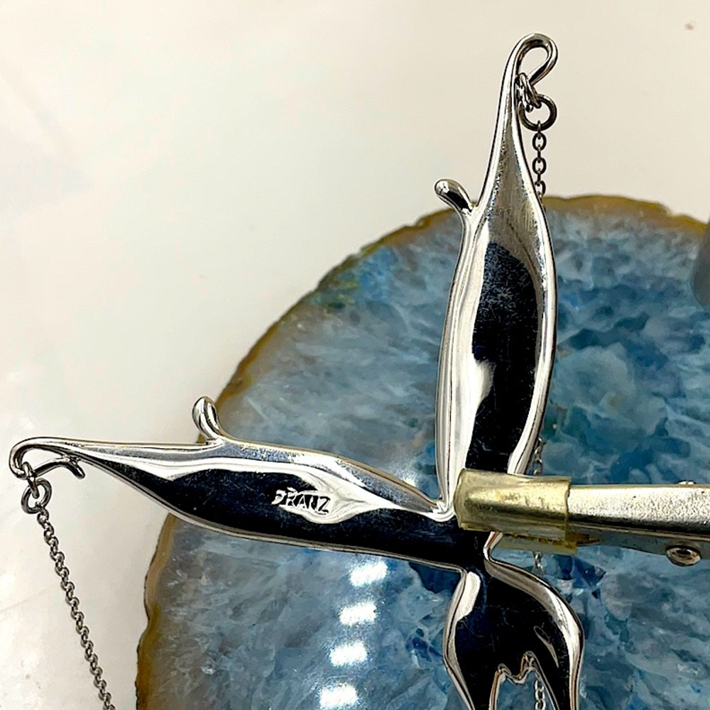 Vtg.16” Franz Breuning Signed Elegant Porcelain Blue Fade Butterfly Necklace - Picture 7 of 8